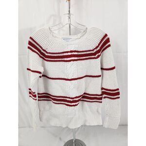 Liz Claiborne Simply Liz Sweater‎ Womens Small Red White Striped Cable Knit